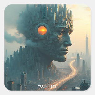 Sticker Carré Imaginaire Cute Giant Head Ville
