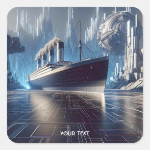 Sticker Carré Imaginaire Cute Gros Bateau Tubes