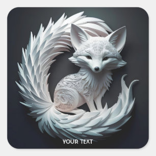 Sticker Carré Imaginaire Cute Kirigami Art Fox