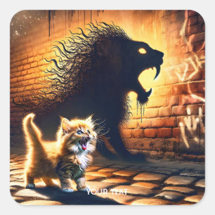 Sticker Carré Imaginaire Cute Kitten Lion Shadow