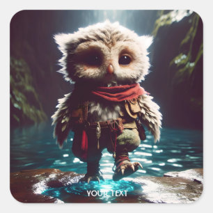 Sticker Carré Imaginaire Cute Owl Adventurer Water