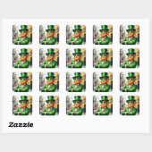 Sticker Carré Imaginaire Cute Sharp habillé Leprechaun (Feuille)