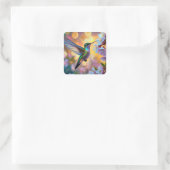 Sticker Carré Imaginaire de cerisier en fleurs Hummingbird (Sac)