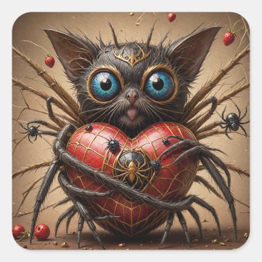Sticker Carré Imaginaire de chat Spider (Devant)