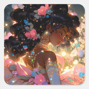 Sticker Carré Imaginaire femme Art Africain Américain