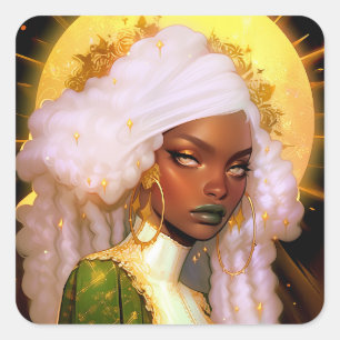 Sticker Carré Imaginaire femme Art Africain Américain