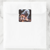 Sticker Carré Imaginaire Flames Fumer Lion (Sac)