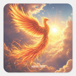 Sticker Carré Imaginaire Flamme mignonne Phoenix augmente