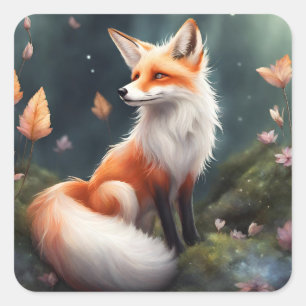 Sticker Carré Imaginaire Fox Nature Art