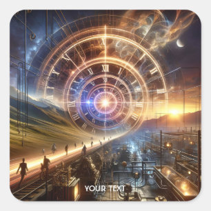 Sticker Carré Imaginaire Horloge mignon