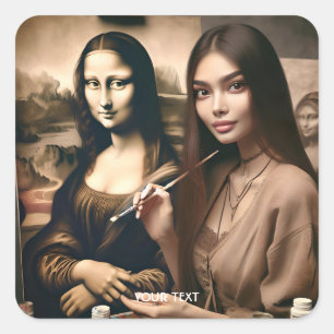 Sticker Carré Imaginaire joli Peintre Auto-Portrait