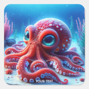 Sticker Carré Imaginaire Mare Rouge octopus