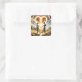 Sticker Carré Imaginaire mignon amour Sun Heart (Sac)