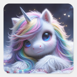 Sticker Carré Imaginaire mignon Bébé Bébé Unicorne