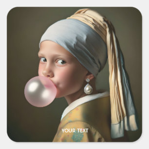 Sticker Carré Imaginaire mignon bulle rose gomme