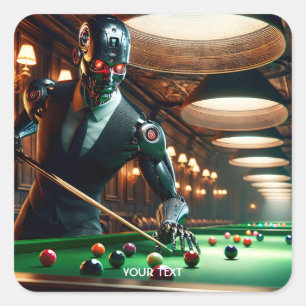 Sticker Carré Imaginaire mignon Cyborg Jouer Snooker