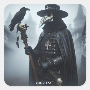 Sticker Carré Imaginaire mignon docteur Raven Town