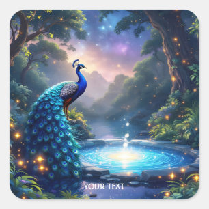 Sticker Carré Imaginaire mignon Nuit Poudre Peacock