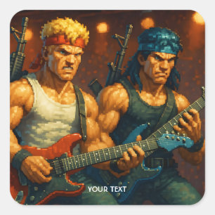 Sticker Carré Imaginaire mignon Pixelizé Rock Band