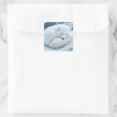 Sticker Carré Imaginaire mignon renard blanc neige (Sac)