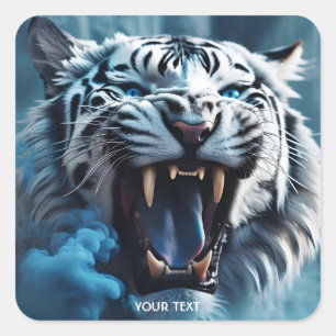 Sticker Carré Imaginaire mignon tigre blanc en colère