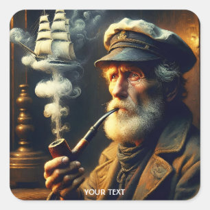 Sticker Carré Imaginaire mignon vieux navire