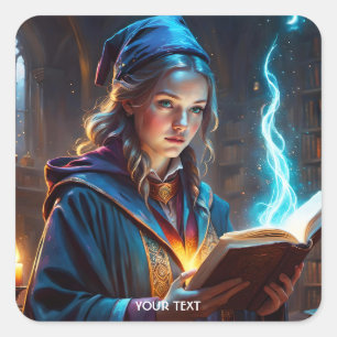 Sticker Carré Imaginaire mignonne Assistant Livre fille