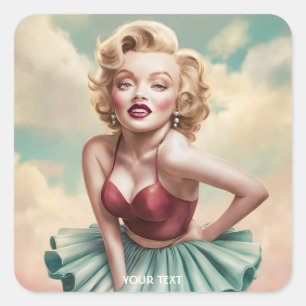 Sticker Carré Imaginaire mignonne Blonde fille Poing