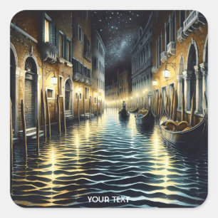 Sticker Carré Imaginaire Mignonne Canal Vieux Venise