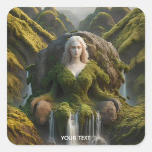 Sticker Carré Imaginaire mignonne femme Moss cascade