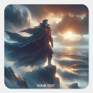 Sticker Carré Imaginaire Mignonne homme nuit mer