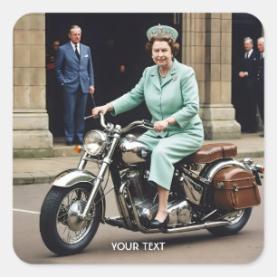 Sticker Carré Imaginaire Mignonne Lady équitation Moto