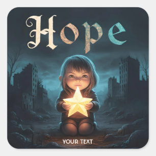 Sticker Carré Imaginaire mignonne Star Girl Hope