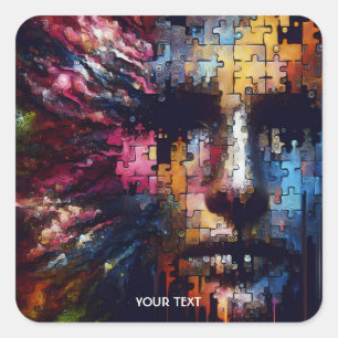 Sticker Carré Imaginaire Mignons Fragments Homme Visage