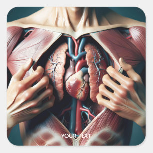 Sticker Carré Imaginaire Poumons mignons Coeur Poitrine