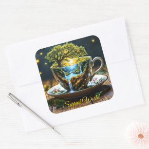 Sticker Carré Imaginaire teacup miniature cascades du monde