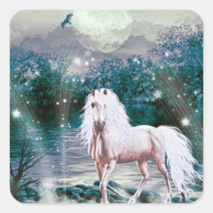 Sticker Carré Imaginaire Unicorn