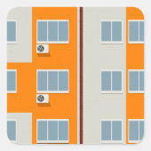 Sticker Carré Immeuble moderne avec climatiseurs (Devant)