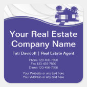 Sticker Carré Immobilier. Construction. Argent bleu (Devant)