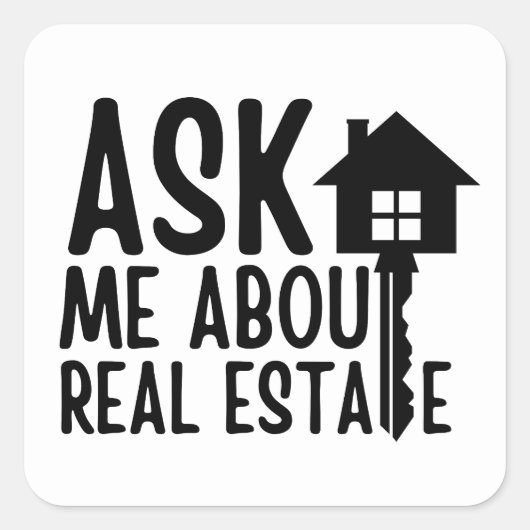 Sticker Carré Immobilier - Me questionner sur l'immobilier (Devant)