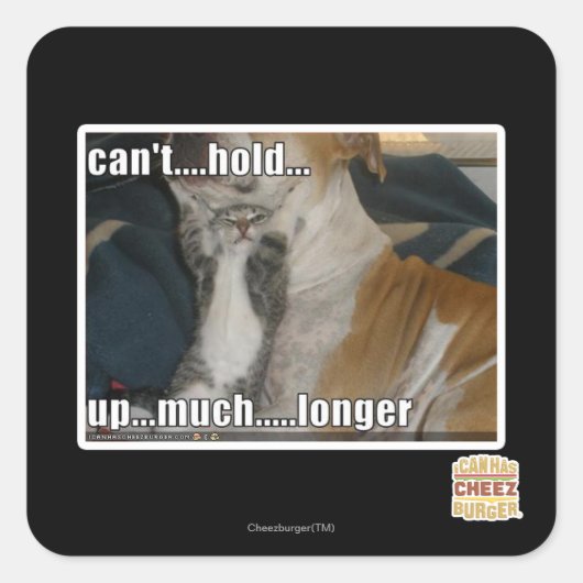 Sticker Carré Impossible de tenir plus longtemps (Devant)