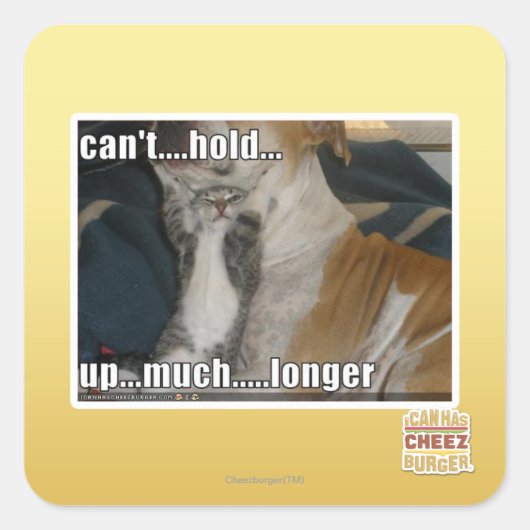 Sticker Carré Impossible de tenir plus longtemps (Devant)