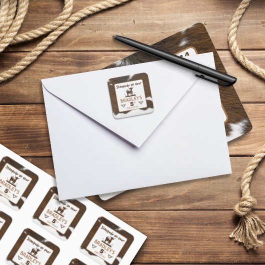 Sticker Carré Impression Animale Stampage de Bétail Marron Anniv