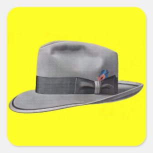 Sticker Carré Impression casquette masculine fedora des années 1