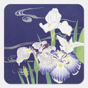 Sticker Carré Impression d'art Iris Japonais Vintage Kogyo Tsuki