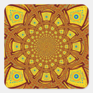 Sticker Carré Impression d'art Kaleidoscope d'or