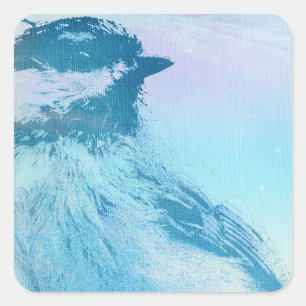 Sticker Carré Impression de chickadé noir plafonné