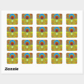 Sticker Carré Impression de Kaleidoscope coloré (Feuille)