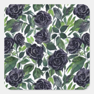 Sticker Carré Impression de roses sombres élégantes simples
