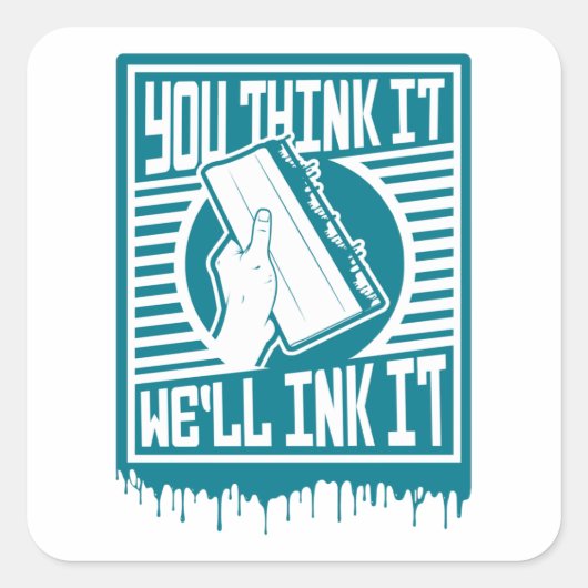 Sticker Carré Impression d'écran Impression d'encre d'obéissance (Devant)